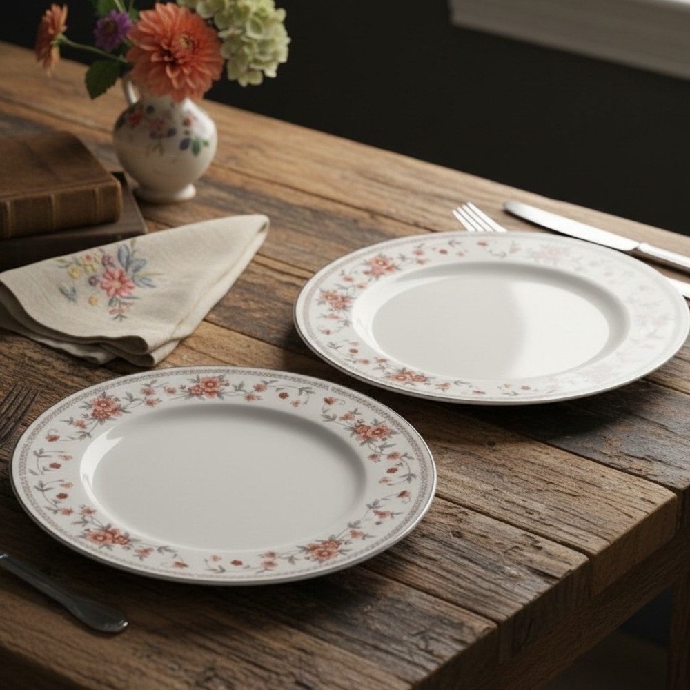 Sheffield Anniversary Dinner Plate Porcelain Fine China 10.5" Set of 2